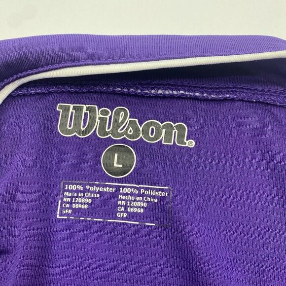 Wilson Men Sporting Goods Double Bar Mesh 2-Button Jersey Adult Sz L Purple Used - Picture 7 of 15